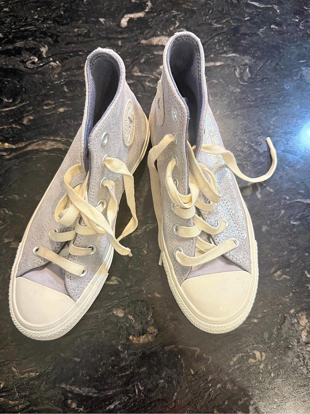 Converse Chuck Taylor All Star Hi Metallic Leather Silver High Tops US 6 / EU 36